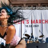 A member of Pussy Riot performs in the nationwide Women's March, held after Texas rolled out a near-total ban on abortion procedures and access to abortion-inducing medications, in Austin, Texas
