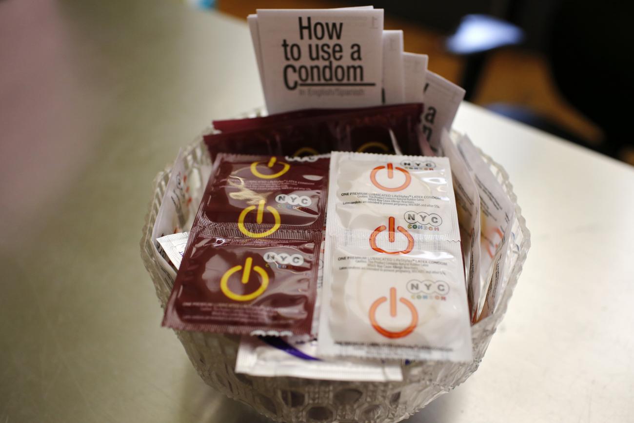 A bowl of free New York City condoms are seen in a lobby at the AIDS Service Center of New York City (ASC/NYC) lower Manhattan headquarters July 3, 2012