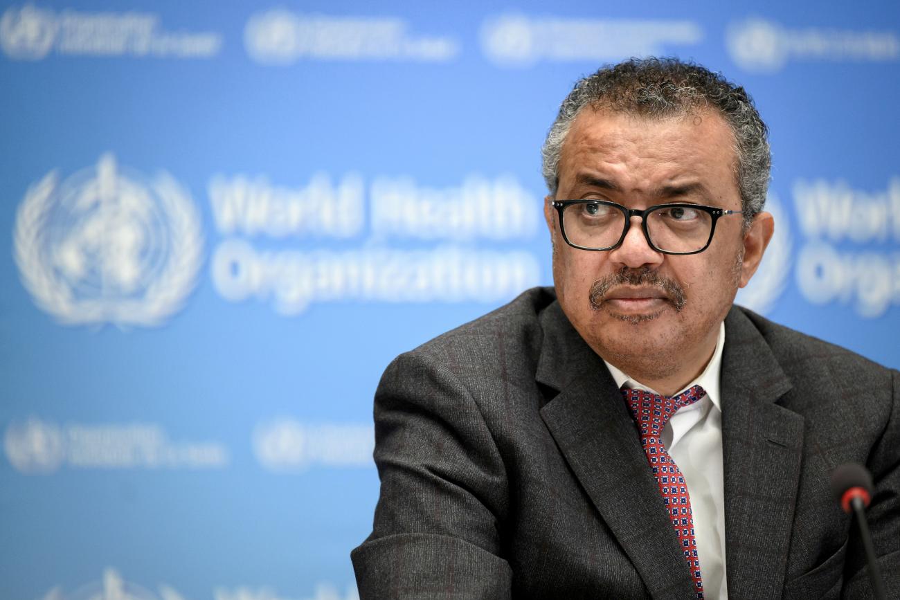 WHO Director-General Tedros Adhanom Ghebreyesus in Geneva, Switzerland, on October 18, 2021. 