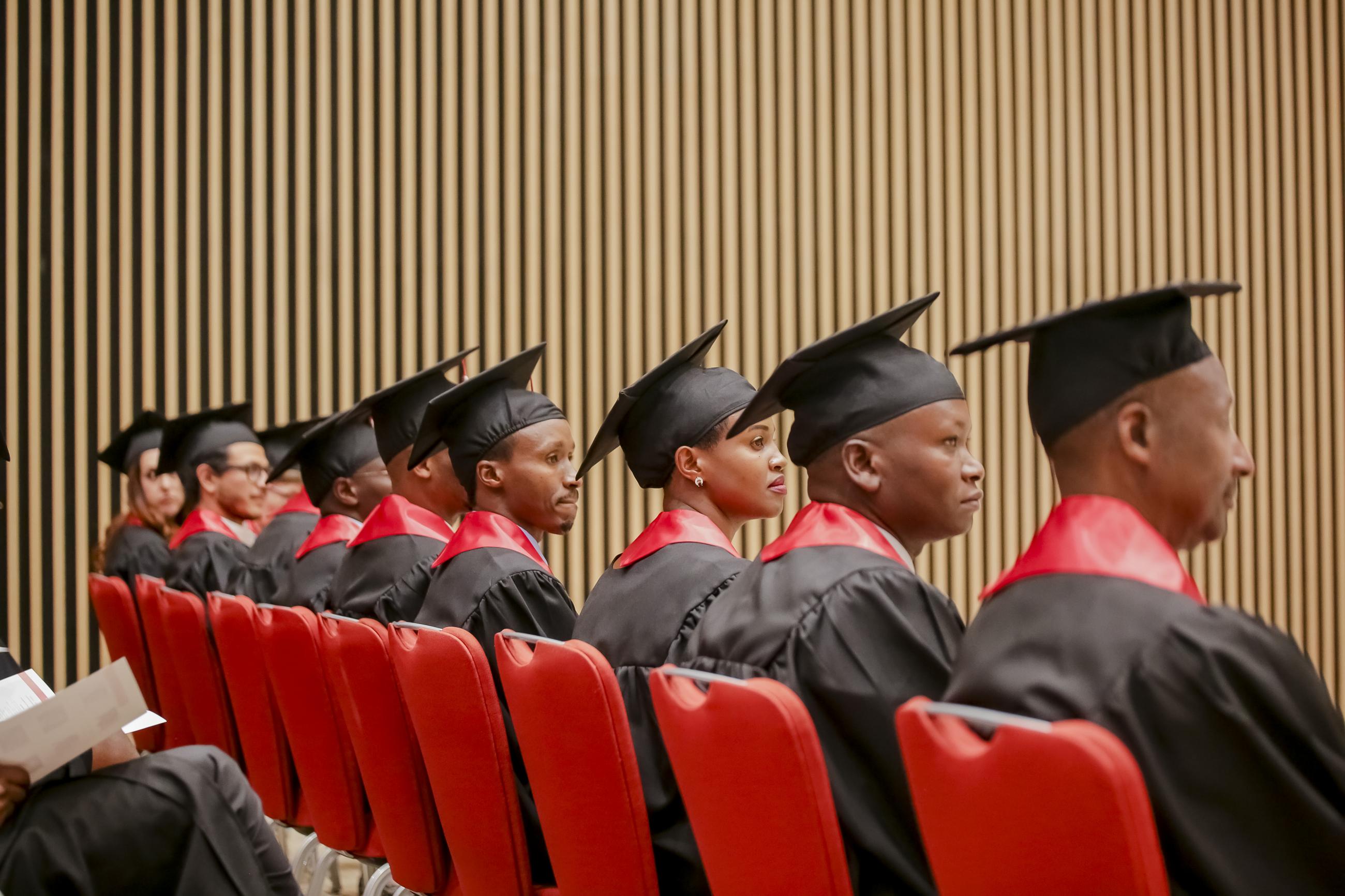 The second class of graduates from the University of Global Health Equity's Master of Science in Global Health Delivery program, in Kigali, Rwanda, on June 3, 2018. Photo courtesy of PIH. 