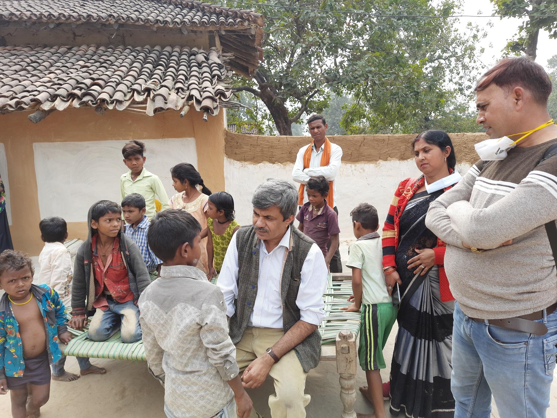 Dr. Yogesh jain examining a child with some skin lesions in a very remote village in Biharpur area of Surajpur district in Northern Chhattisgarh in January 2021. Picture shot by Chetanya Malik, Sangwari group