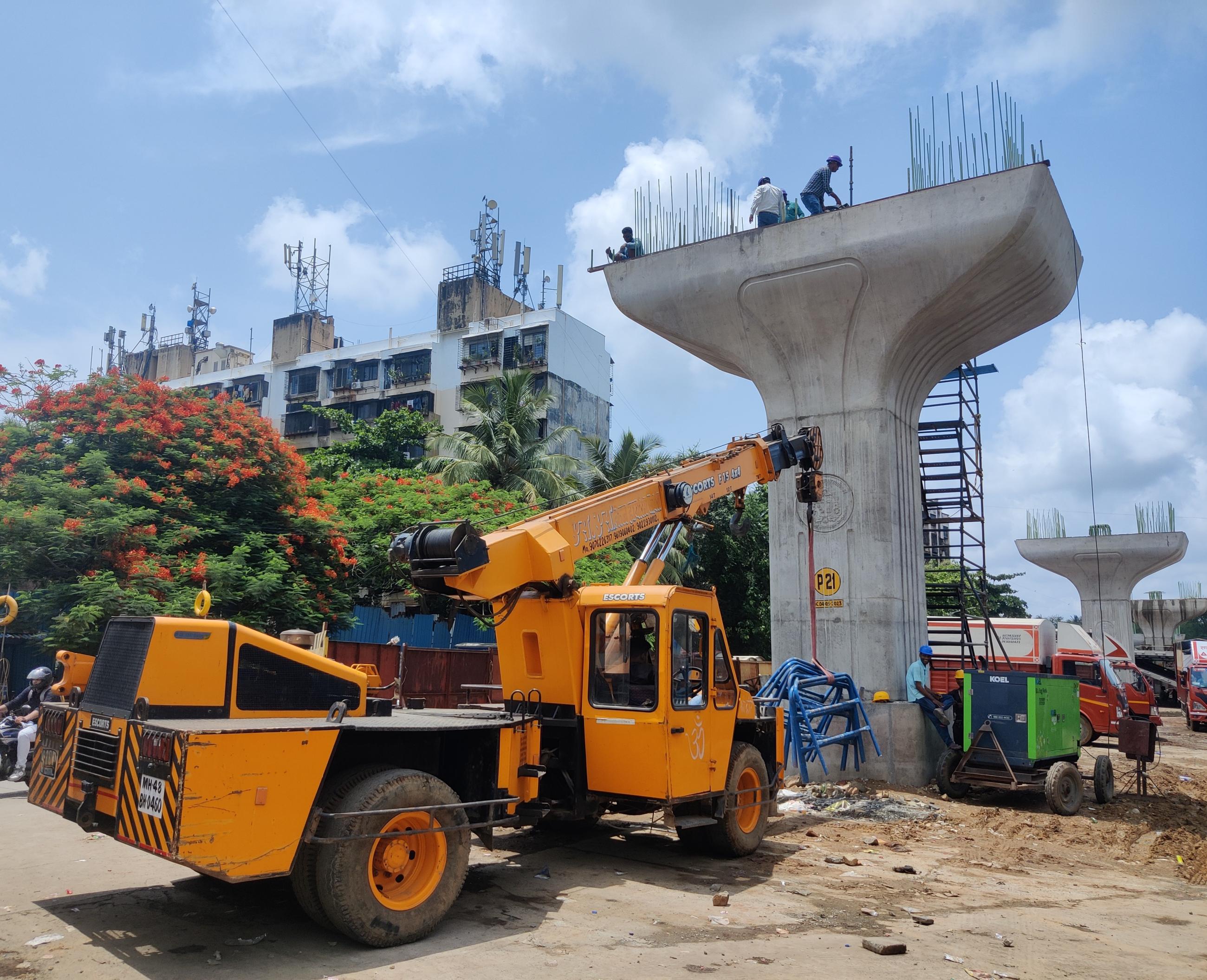 An under-construction overbridge is seen, in Mumbai, India, June 12, 2024.