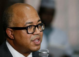 Chikwe Ihekweazu, former director general of Nigeria Centre for Disease Control, speaks during a press briefing on the outbreak of mpox. 